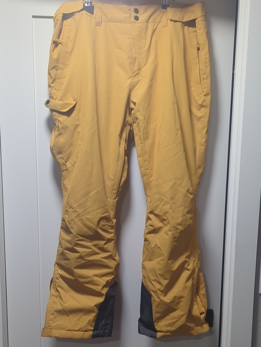 Yellow Women's Cargo Snow Pants - Water-Resistant Outdoor Trousers